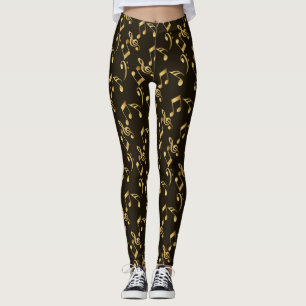 Leggings Faux gold music notes (Notas musicales de oro de i