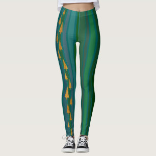 Leggings Faux Relieve metalizado dorado Árboles de Navidad