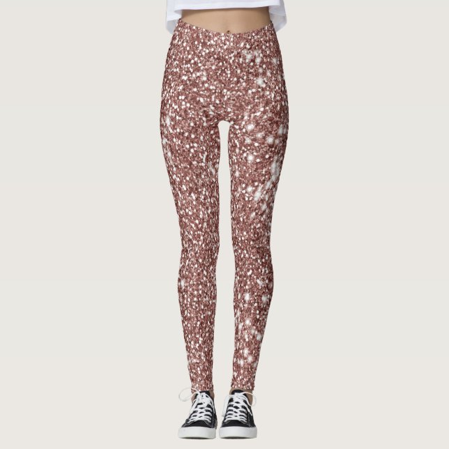 Leggings Faux Rosa Gold Purpurina Textura Look (Anverso)