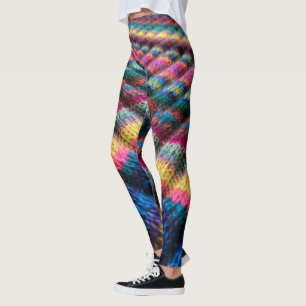 Leggings Faux Sweater Leggings-franjas diagonales multicolo