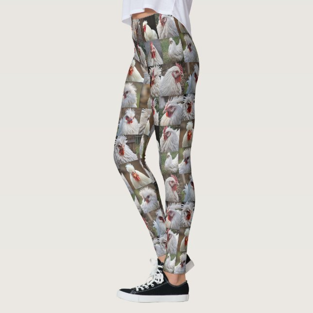Leggings "Feathers in Focus: Un retrato de pollo blanco" (Izquierda)