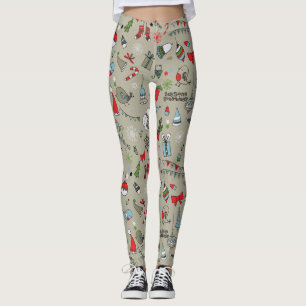 Leggings Felices Fiestas Canciones Aves Y Snowman