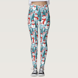 Leggings Felices fiestas navideñas en azul y rojo