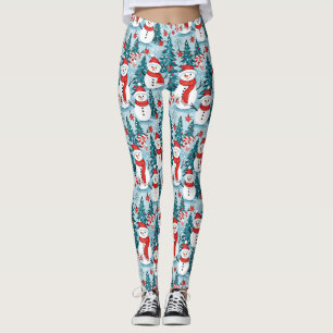Leggings Felices fiestas navideñas en azul y rojo