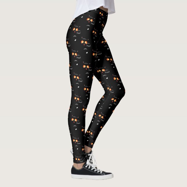 Leggings Felices gatos negros de Halloween (Derecha)