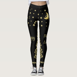 Leggings Felices Pawlidays, árbol de navidad Gold brillante