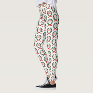 Leggings Felices vacaciones Vintage Holly Navidades Wreath