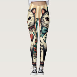 Leggings Feline vintage tattoo