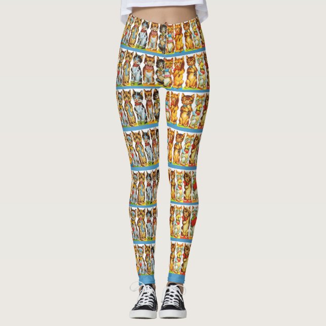 Leggings felinos felices imprimir (Anverso)