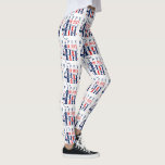 Leggings Feliz 4 de julio Día de la Independencia Diseño de<br><div class="desc">Muestra tu patriotismo con este diseño del Día de la Independencia - Feliz 4 de julio diseño de texto moderno en un diseño patriótico rojo,  blanco y azul.</div>