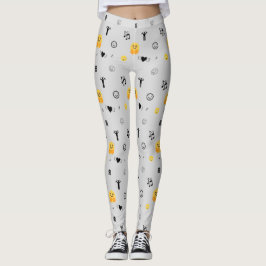 Leggings feliz, amor, sonrisa, emojis musicales patrón en p