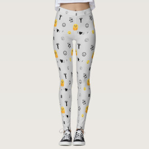 Leggings feliz, amor, sonrisa, emojis musicales patrón en p