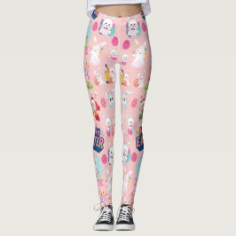 Leggings Feliz Deseos de Pascua - Patrón Gracioso Conejito 