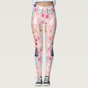 Leggings Feliz Deseos de Pascua - Patrón Gracioso Conejito