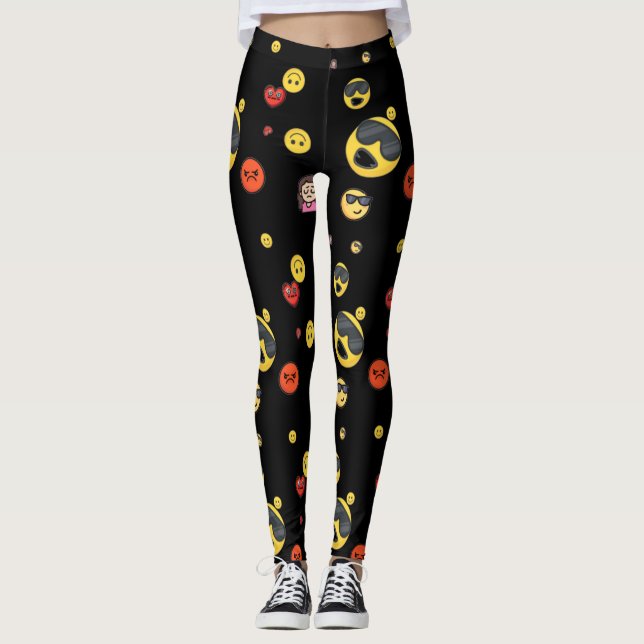 Leggings Feliz, enojado, amor, emojis chicas (Anverso)