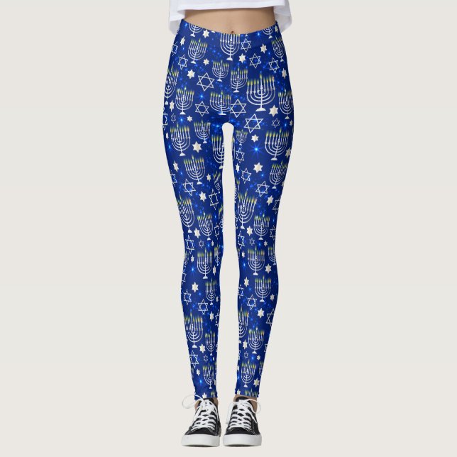 Leggings Feliz Estrella Moderna De Hanukkah De David Menora (Anverso)