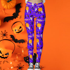 Leggings Feliz Festival de Halloween Purple Spooky