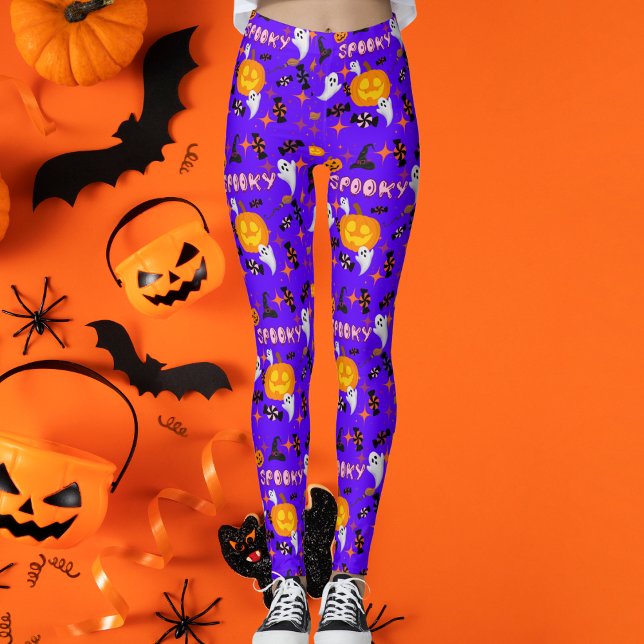 Leggings Feliz Festival de Halloween Purple Spooky (Subido por el creador)