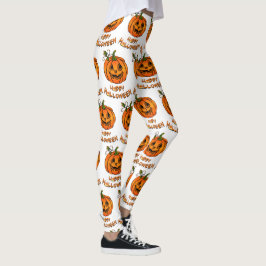 Leggings Feliz Halloween, divertido patrón de calabaza, maí