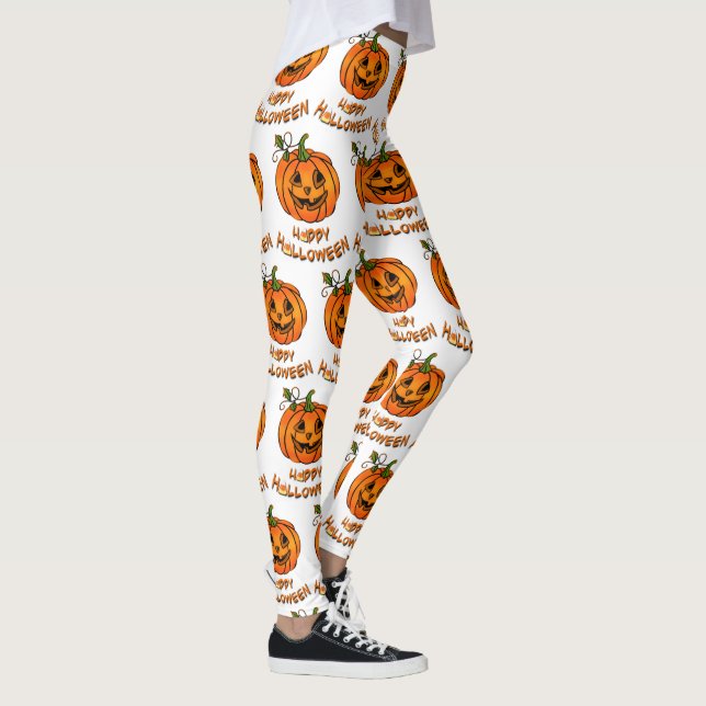 Leggings Feliz Halloween, divertido patrón de calabaza, maí (Derecha)