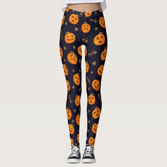 Leggings Feliz Halloween Gracioso Patrón de Calabazas Naran (Anverso)