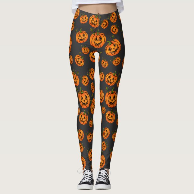 Leggings Feliz Halloween jack-o-lantern, truco para tratar (Anverso)