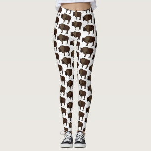Leggings Feliz ilustracion de búfalo de bisonte americano