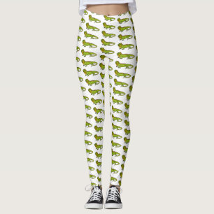 Leggings Feliz ilustracion personalizado de iguana verde