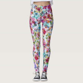 LEGGINGS FELIZ JARDINES DE SEMILLA FLORES DE COLOR DE AGUA