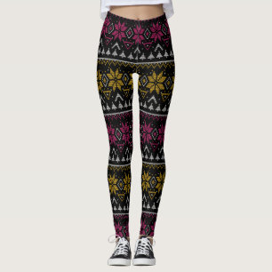 Leggings Feliz Navidad bordado cruz costura sudor feo