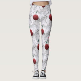 Leggings Feliz Navidad Brillante bola de ornamentos rojos