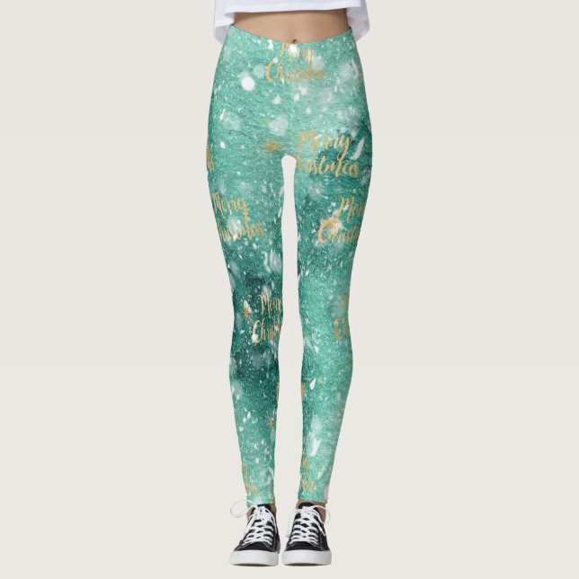 Leggings Feliz Navidad con copas de nieve (Anverso)