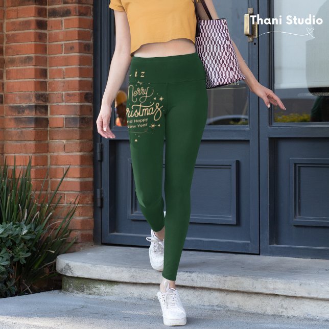 Leggings Feliz Navidad Feliz Año Nuevo Año Verde Moderno y  (Subido por el creador)
