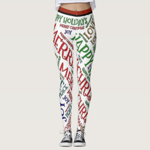Leggings Feliz Navidad Paz Love Joy Pattern