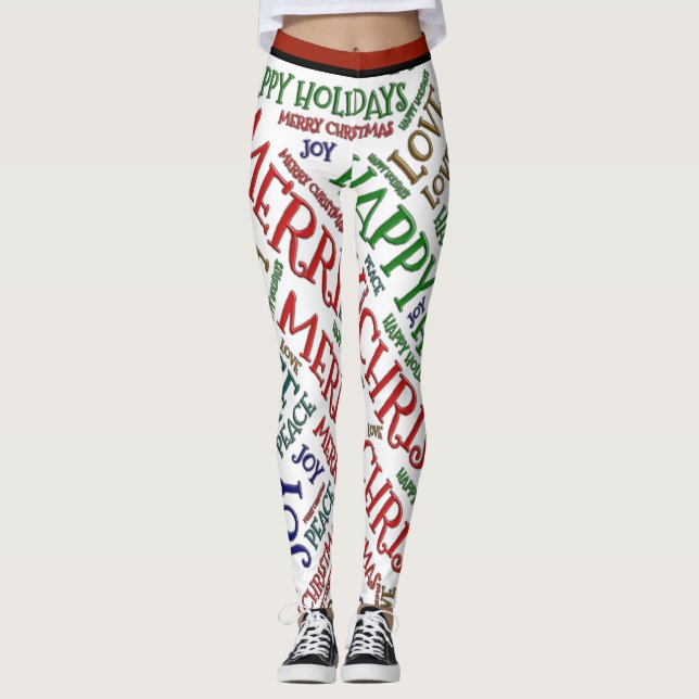Leggings Feliz Navidad Paz Love Joy Pattern (Anverso)