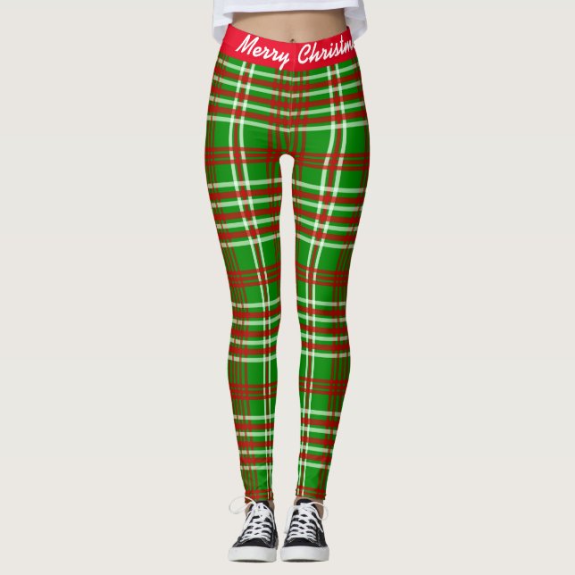 Leggings Feliz Navidad, Piernas rojas y verdes (Anverso)