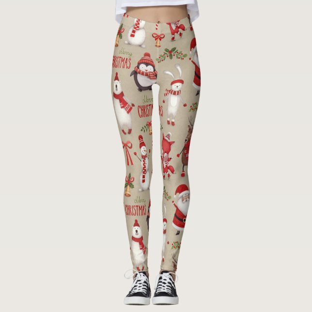 Leggings Feliz Navidad Santa y amigos (Anverso)