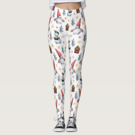 Leggings Feliz Navidad Snowman Snowflakes Pattern