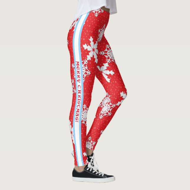 Leggings Feliz Navidad! Winter White Snowflakes Red (Derecha)