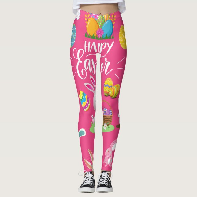 Leggings Feliz Pascua, Divertidos Deseos De Los Conejitos Y (Anverso)