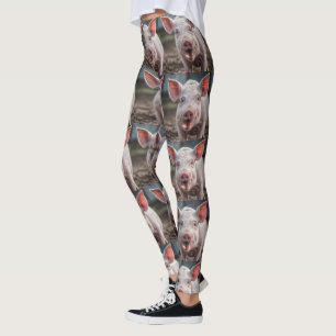Leggings Feliz Poke de la Lengua Porcina Blanca,