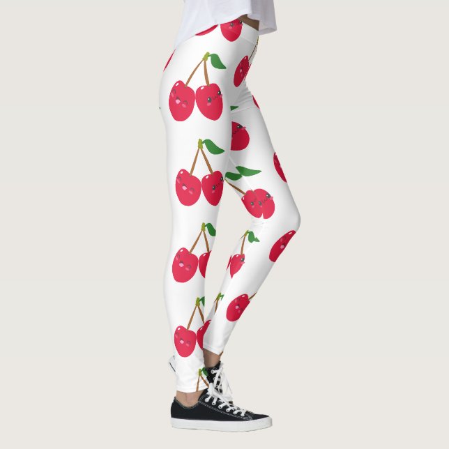 Leggings Feliz Sonriente Kawaii Cereza Fruta (Derecha)