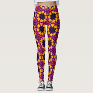 Leggings femeninas con estampado floral caleidoscó