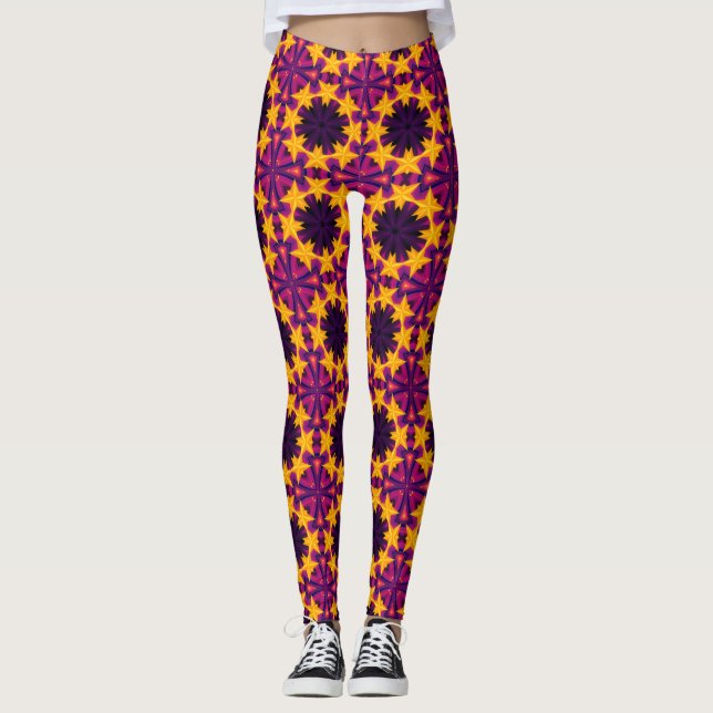 Leggings femeninas con estampado floral caleidoscó (Anverso)