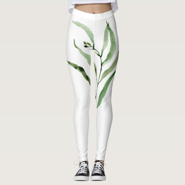 Leggings femeninas con eucalipto (Anverso)