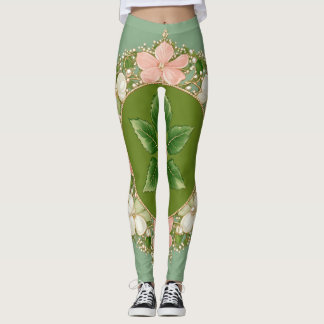 leggings femeninas con floral de la costura