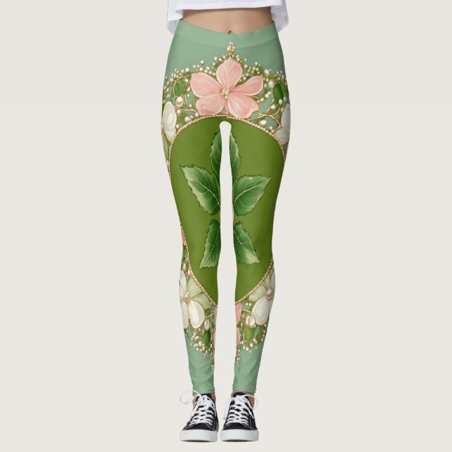 leggings femeninas con floral de la costura (Anverso)