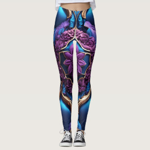 leggings femeninas con lujosa palmada azul y púrpu