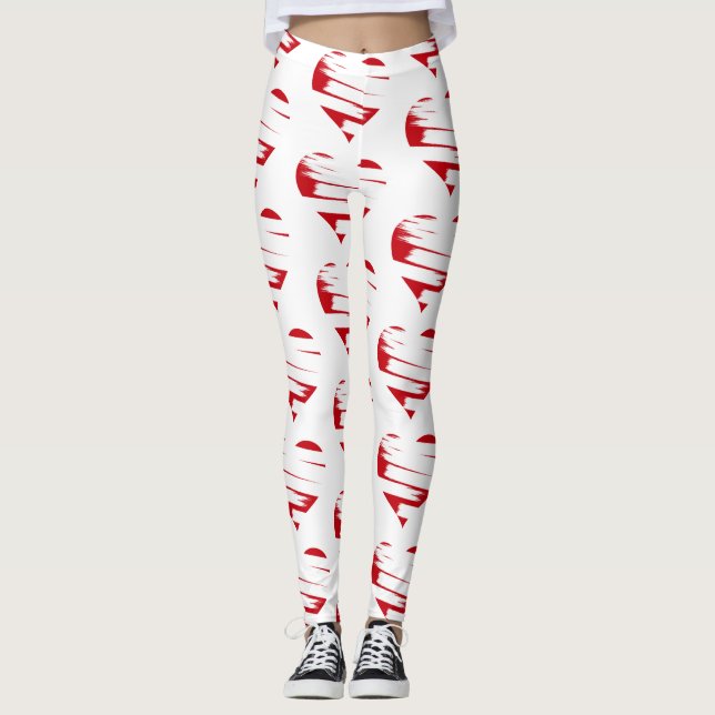 Leggings femeninas-corazones rojos de San Valentín (Anverso)
