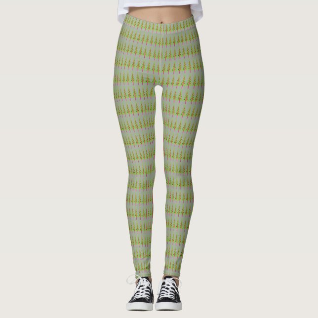 Leggings femeninas de árboles de Navidad (Anverso)